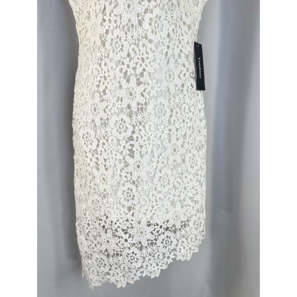 NWT Bebe White Lace Crochet Midi Dress $129 - Picture 6 of 14